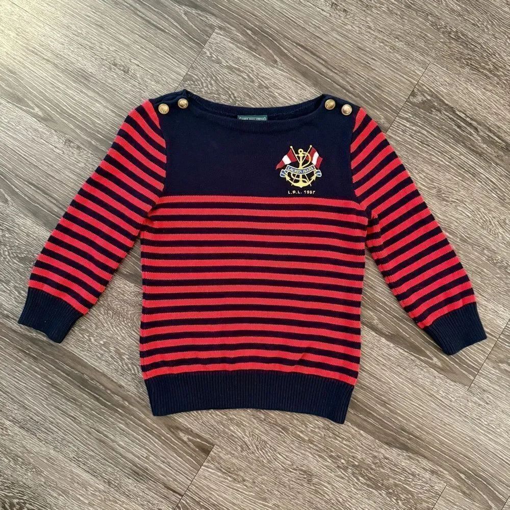 Ralph Lauren Navy Red Stripe Nautical Sweater